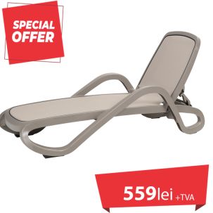 Sezlong Alfa tortora/tortora- plastic, textil