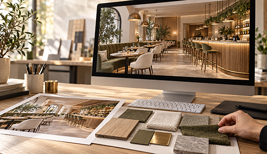Design interior 3D pentru spații HoReCa – randare restaurant